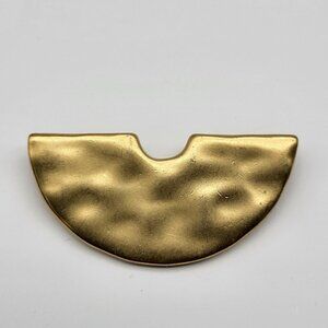 VINTAGE TRIFARI MCM modernist gold tone half moon brooch Crescent statement pin